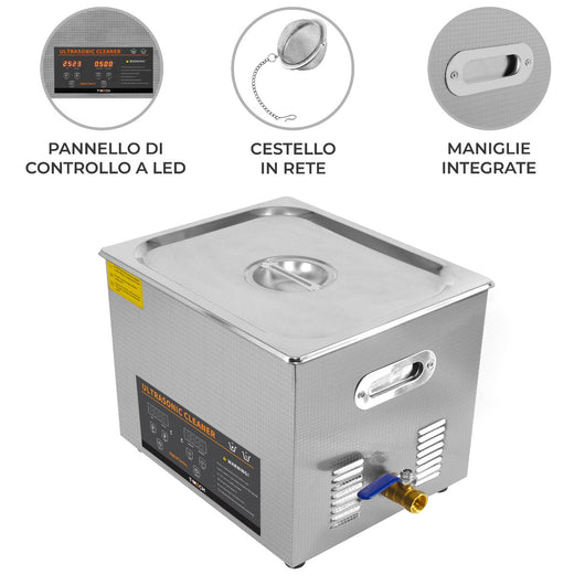 Pulitore digitale ad ultrasuoni 15L in acciaio Ultra Sonic vasca di pulizia Timer serbatoio di riscaldamento
