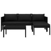 Set Divani da Giardino 3 pz con Cuscini in Polyrattan Nero 47400