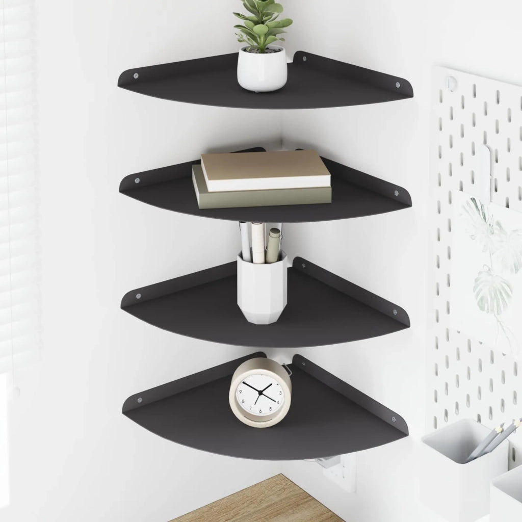 Mensola sospesa con lo scaffale 4 pcs Nero 30 x 30 x 2 cm
