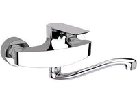 Miscelatore monocomando a muro per lavello con bocca a "S” girevole