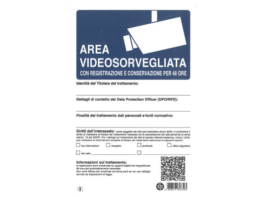 Stamplast Cartello 30x20cm Videosorveglianza con Rilevamento 48h Alluminio
