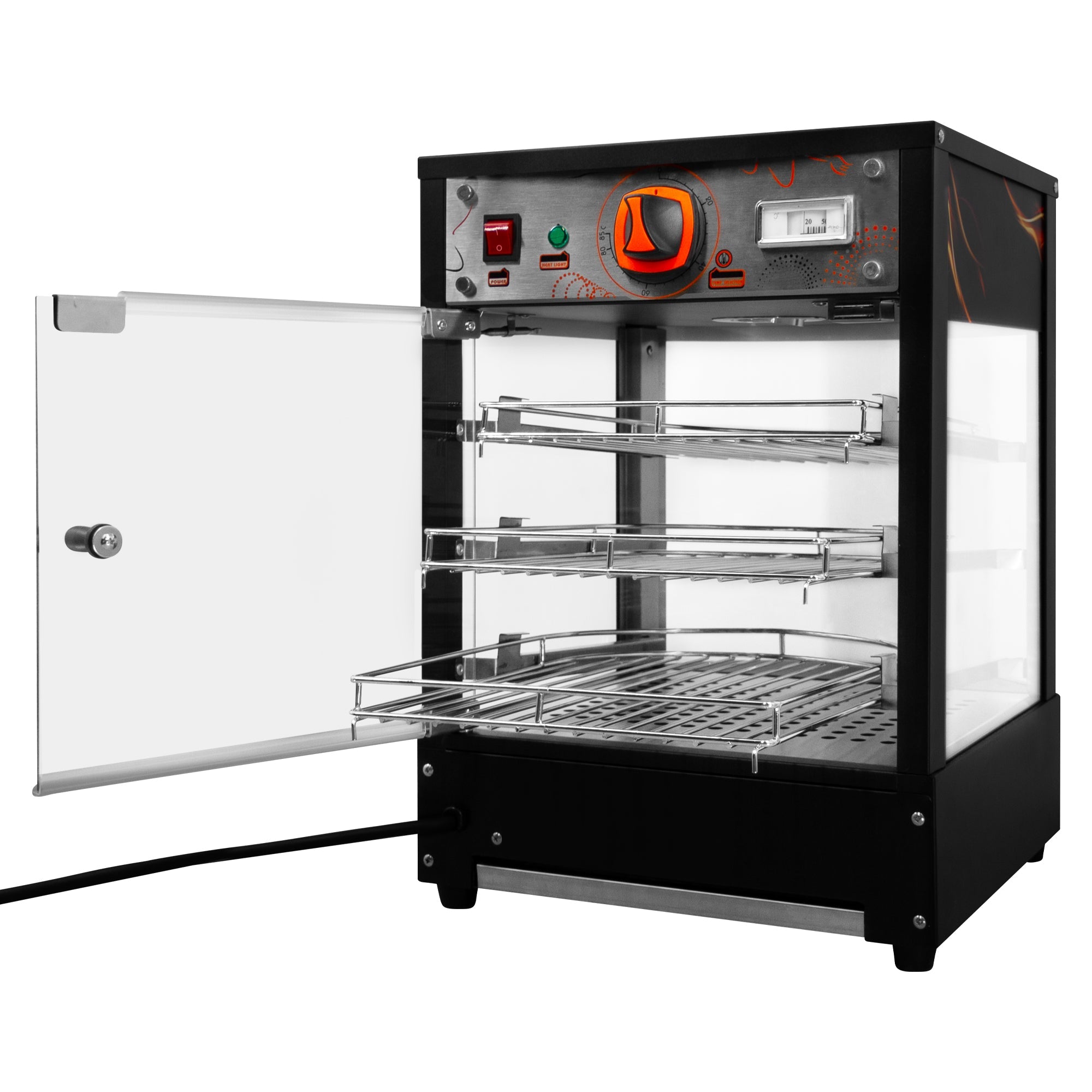 Scaldavivande commerciale 30 - 85°C  per pizza Display In vetro Incluse le pinze