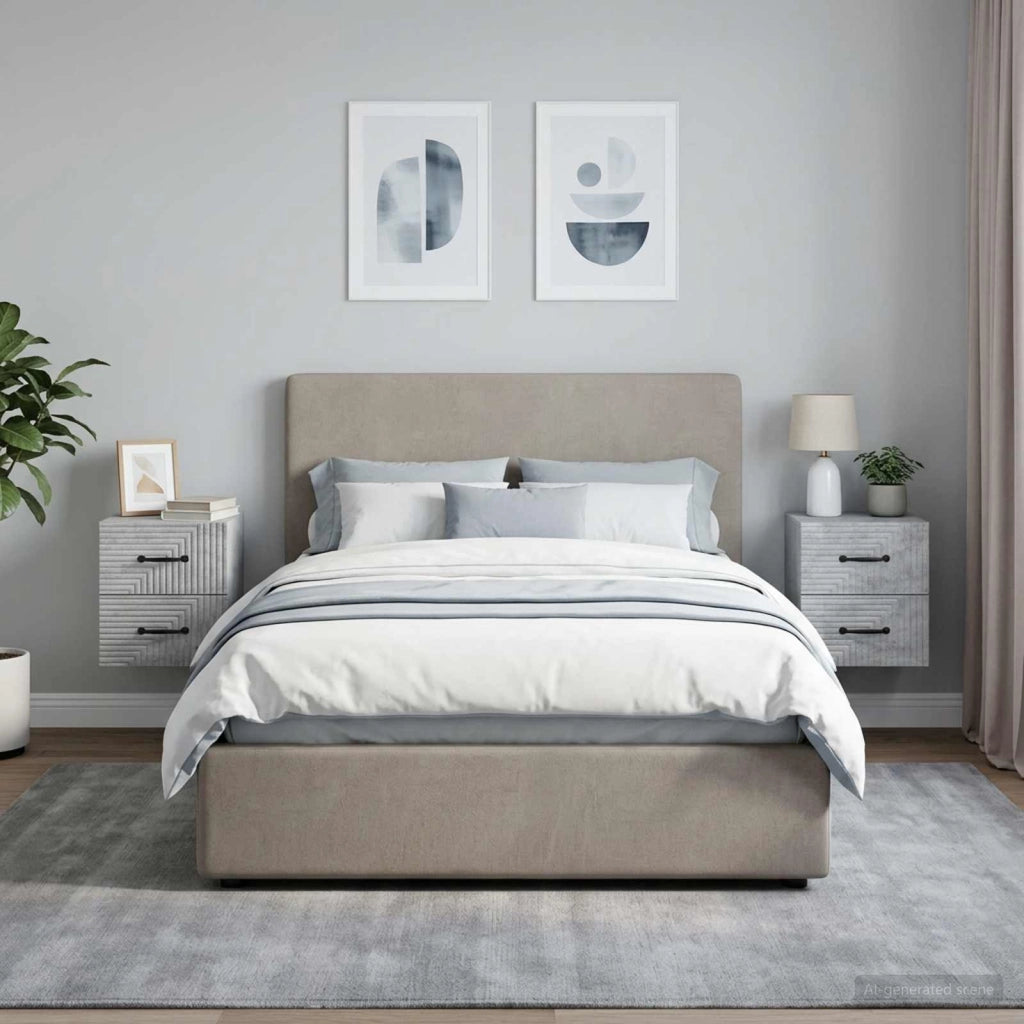 Mobiletto da notte a muro 2 pz Grigio Cemento 34,5 x 33 x 40 cm 898642