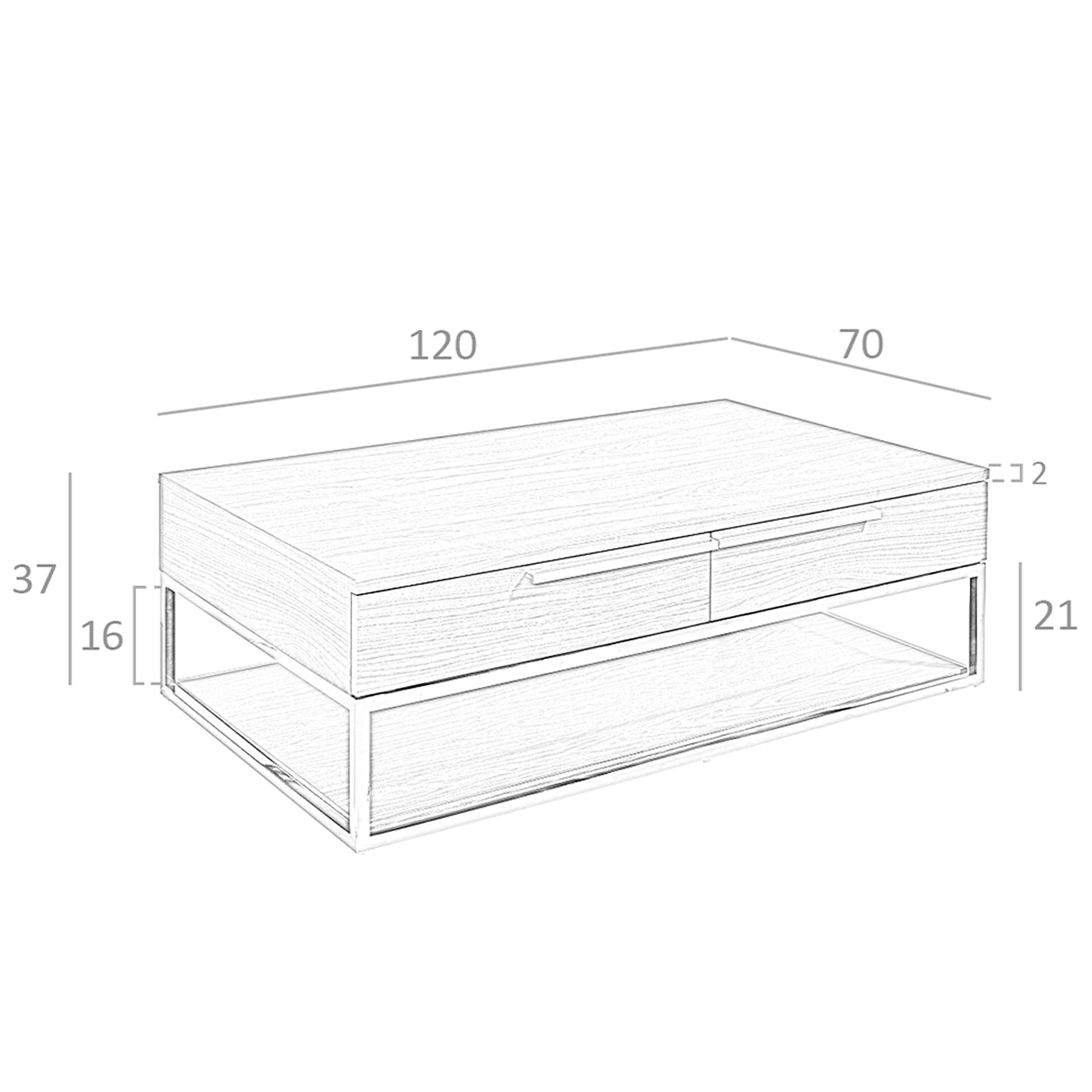 Tavolino rettangolare in noce e acciaio cromato