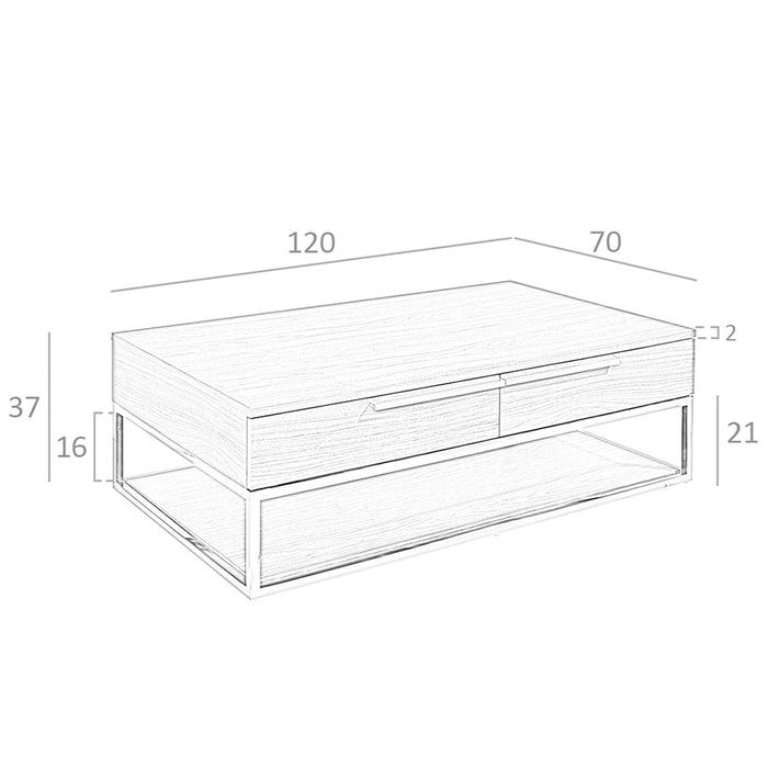Tavolino rettangolare in noce e acciaio cromato