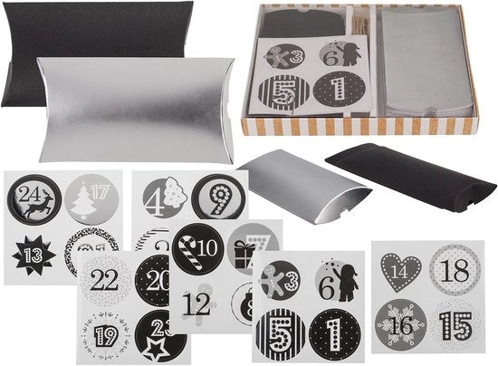 Set di calendario da assemblare per Natale con 24 borse di caramello - inclusi numeri da applicare - corda di juta - personalizzabile