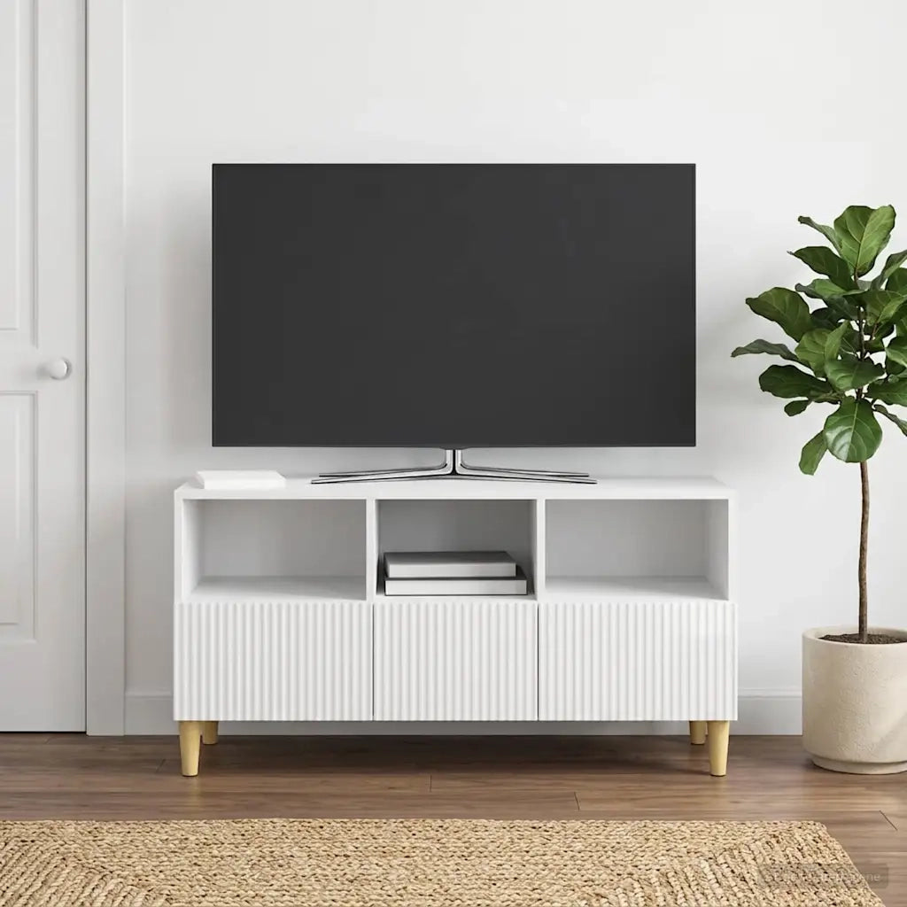 Mobile TV Bianco Lucido 102 x 34,5 x 50 cm Legno ingegnerizzato 894679