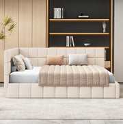 Letto imbottito 160x200 cm trasformabile in divano in velluto beige