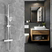 Miscelatore termostatico doccia con soffione 30x30cm e doccetta 25x10cm, colonna doccia rettangolare cromo