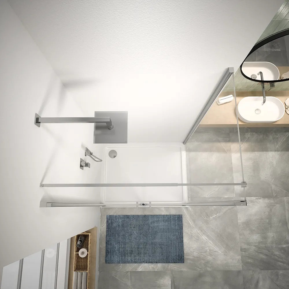 Box doccia 120x70 cm porta saloon e parete fissa profili cromati e vetro da 8mm trasparente h195 | Fiji