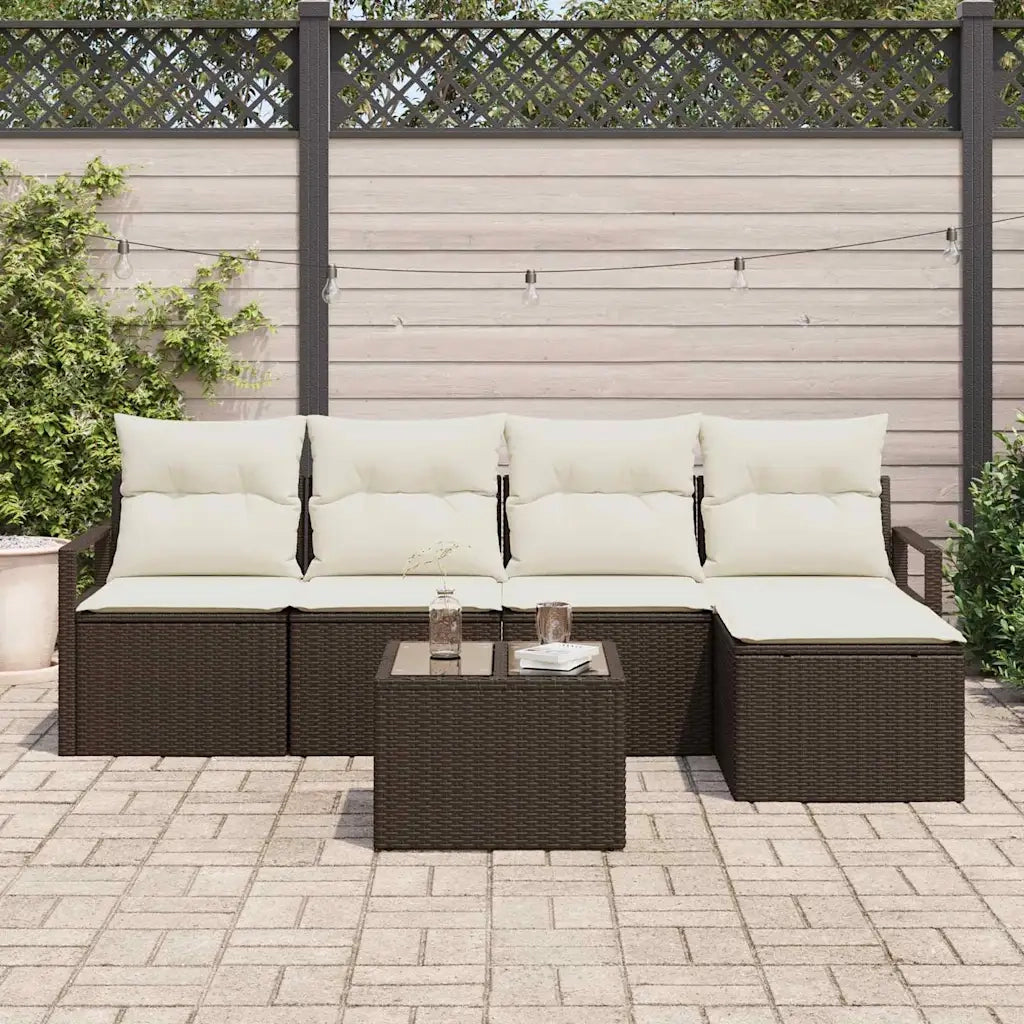Set di divani con cuscino 6 pcs Marrone polyrattan 3346348