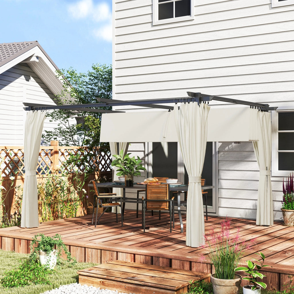 Pergola con Tetto Retrattile e Tende ¨C zephmum ¨C Grigio 300x300 cm