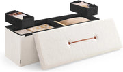 HOME Panca portaoggetti Ottomano, cassapanca 38,1 x 109,4 x 38,1 cm, panca da letto, portata fino a 300 kg, per soggiorno, camera da letto, ingresso, bianco crema ULSF097W01