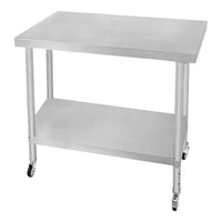 Banco di lavoro per ristorazione Tavolo in acciaio inox per la preparazione degli alimenti Cucina mobile 60cm x 90cm x 86cm