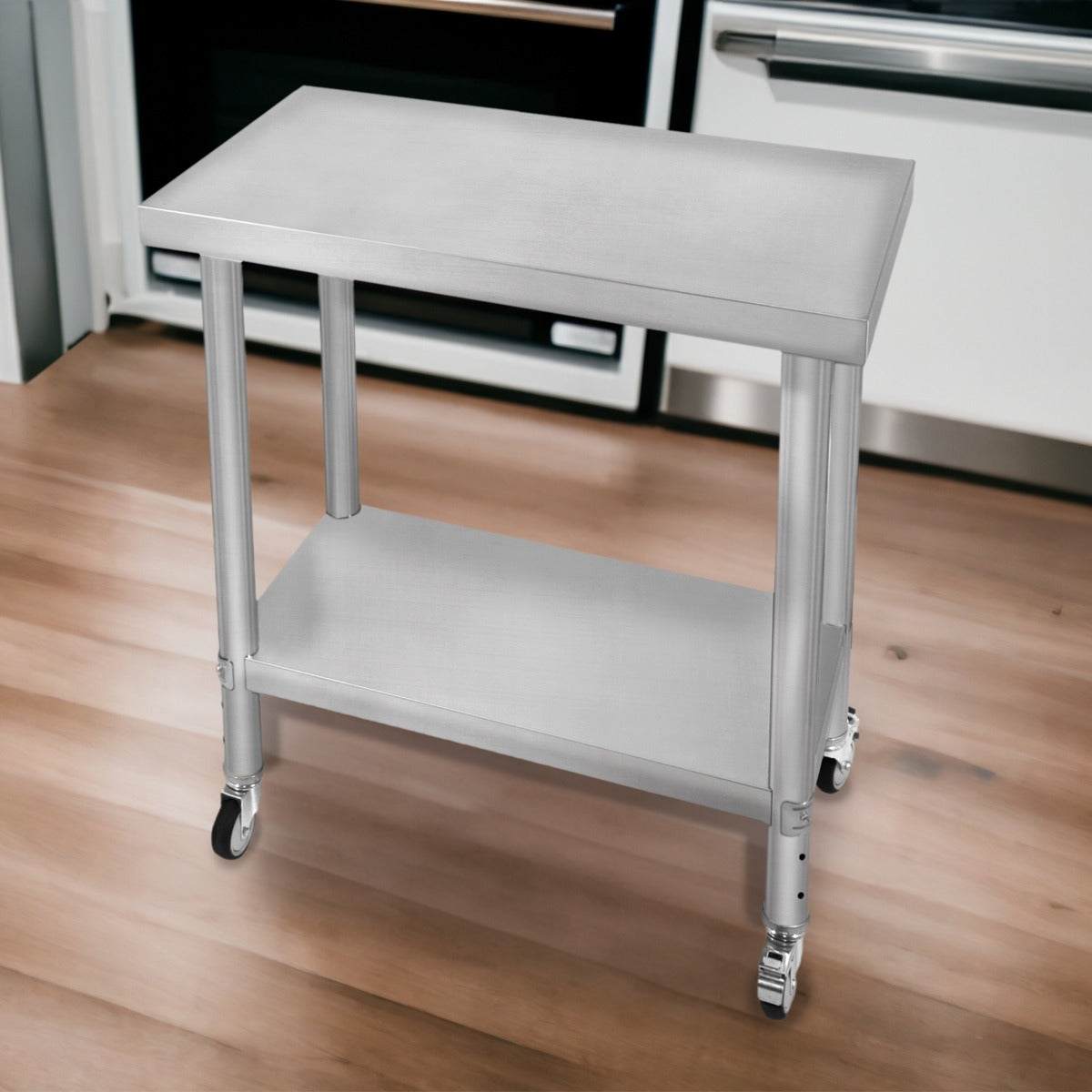 Banco di lavoro per ristorazione Tavolo in acciaio inox per la preparazione degli alimenti Cucina mobile 76cm x 45cm x 86cm