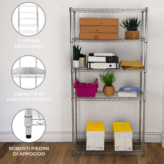 Scaffalature in metallo 5 Ripiani Componibile garage casa officina negozio