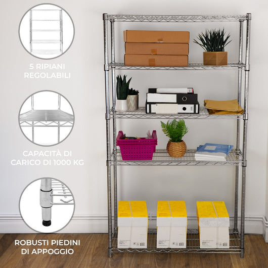 Scaffalature in metallo 5 Ripiani Componibile garage casa officina negozio