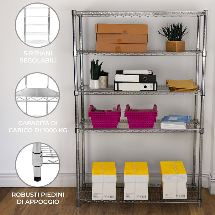 Scaffalature in metallo 5 Ripiani Componibile garage casa officina negozio