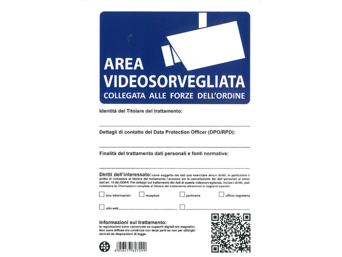 Stamplast Cartello 30x20cm Videosorveglianza F.D-Ordine Alluminio