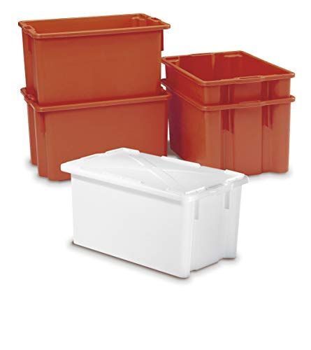 Mobil Plastic 131 Cassa Chiusa Sovrapponibile Arancione 50 Litri