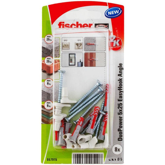Fischer 557915 ancoraggio a vite e tassello 8 pz Kit di viti e tasselli a muro 25 mm
