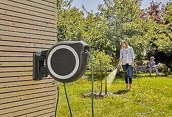 Gardena RollUp L Rocchetto montato a muro Automatico Nero, Blu, Grigio