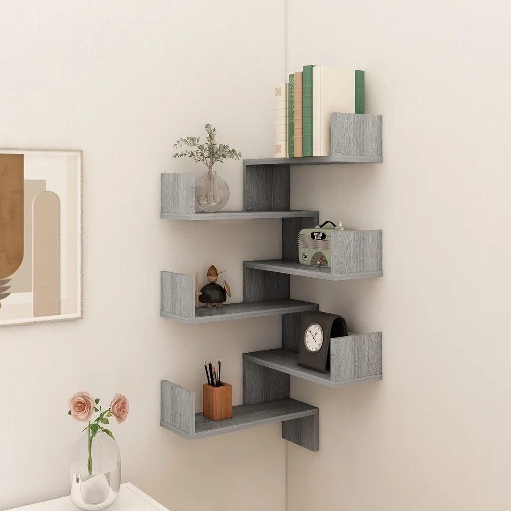 Scaffale Parete Angolo 2pz Grigio Sonoma 40x40x50cm Multistrato cod mxl 33566