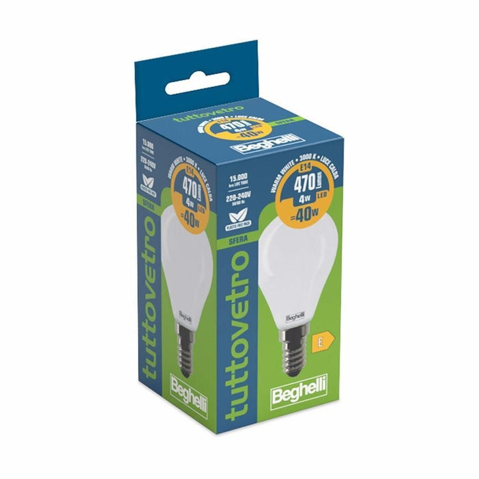 Beghelli Tuttovetro Lampadina a risparmio energetico Bianco caldo 3000 K 4 W E14 E