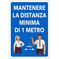 etichetta adesiva 30x20 mantenere distanza minima di 1mt cod:ferx.21169