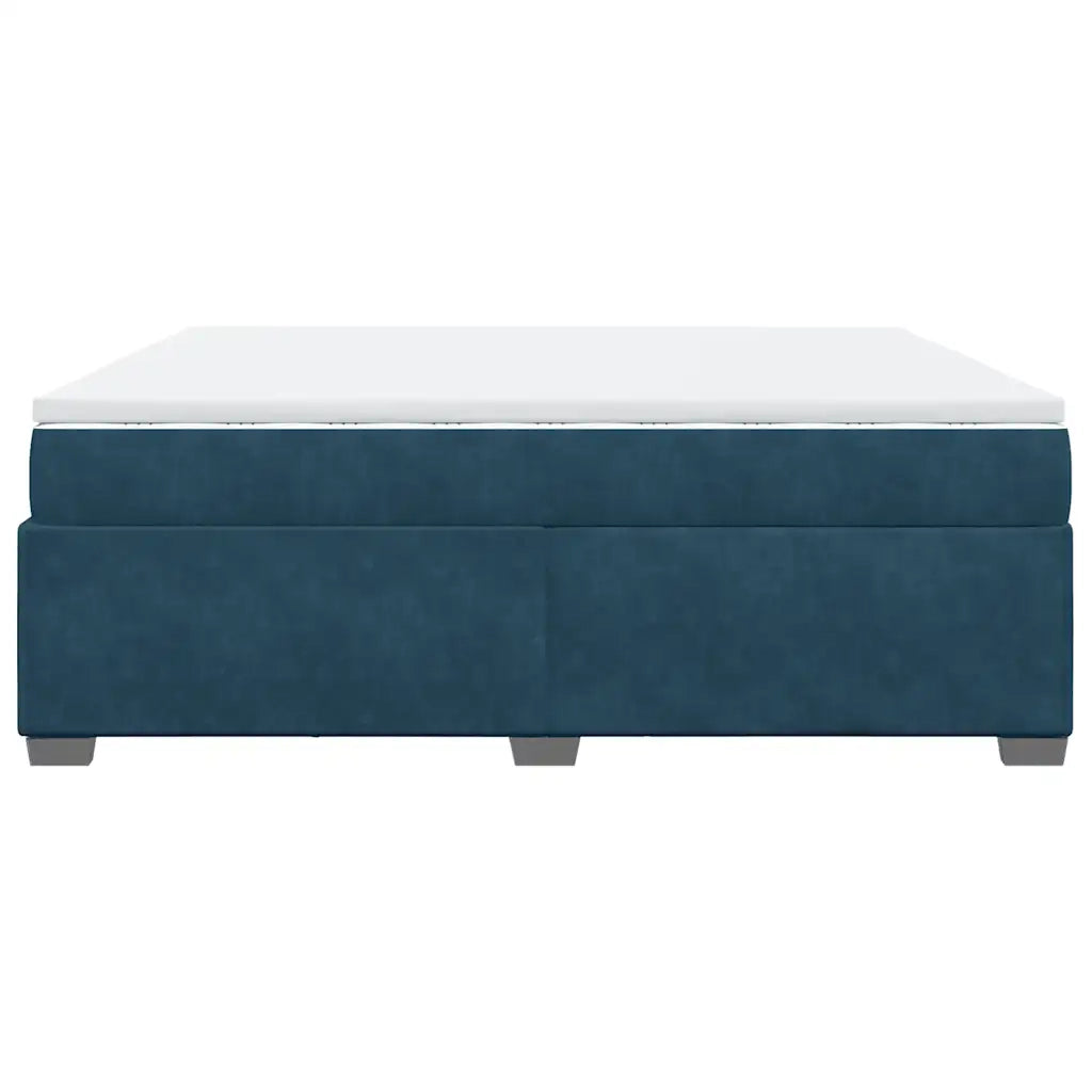 vidaXL Giroletto a Molle con Materasso Blu Scuro 200x200 cm in Velluto