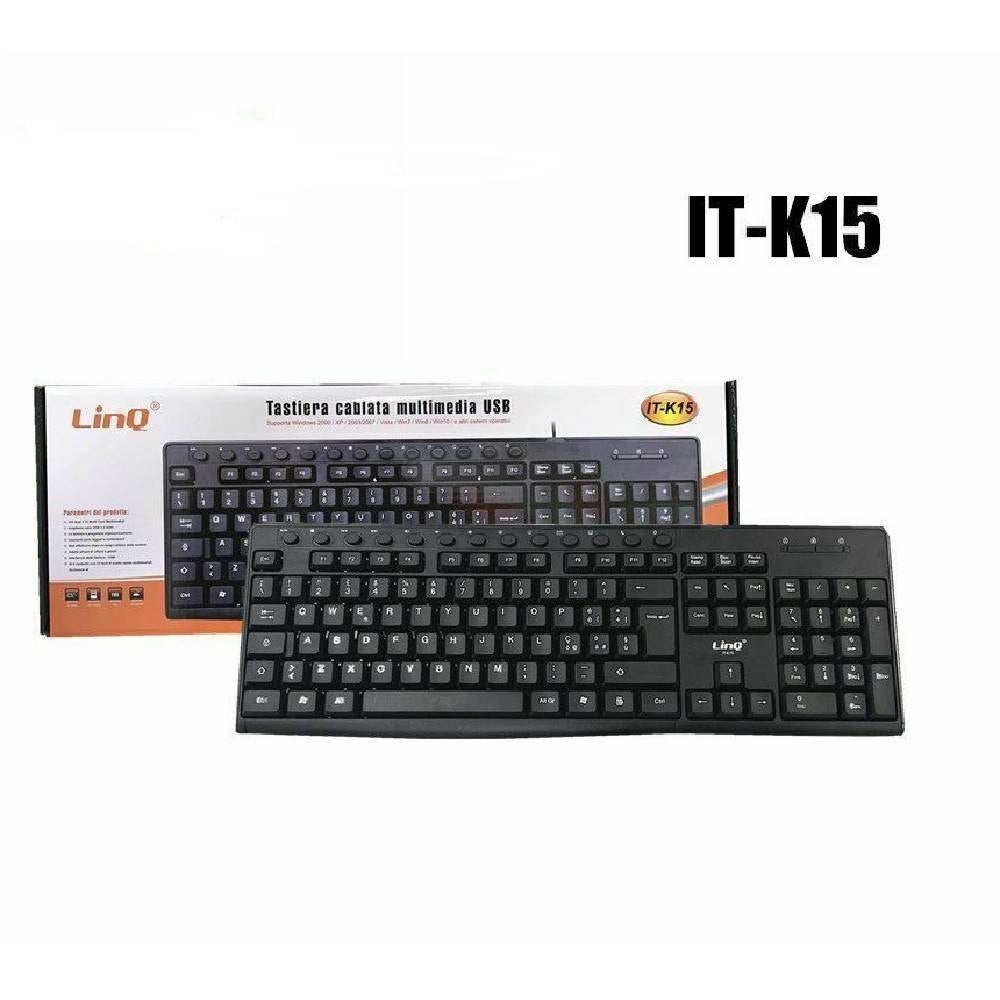 Trade Shop - Tastiera Multimediale Usb Per Pc Computer Desktop 107 Tasti Linq It-k15 -