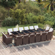 Set da Pranzo per Giardino 17 pz con Cuscini Polyrattan Marrone cod mxl 38861