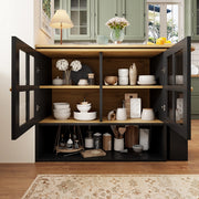 Credenza 138-204x39x102.5 cm girevole 360° e allungabile in MDF nero