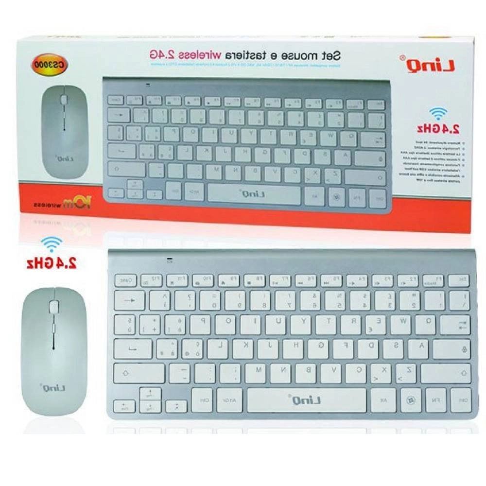 Trade Shop - Kit Tastiera + Mouse Slim Sottile Wireless 2.4ghz Fino A 10 Metri Computer Cs3000 -