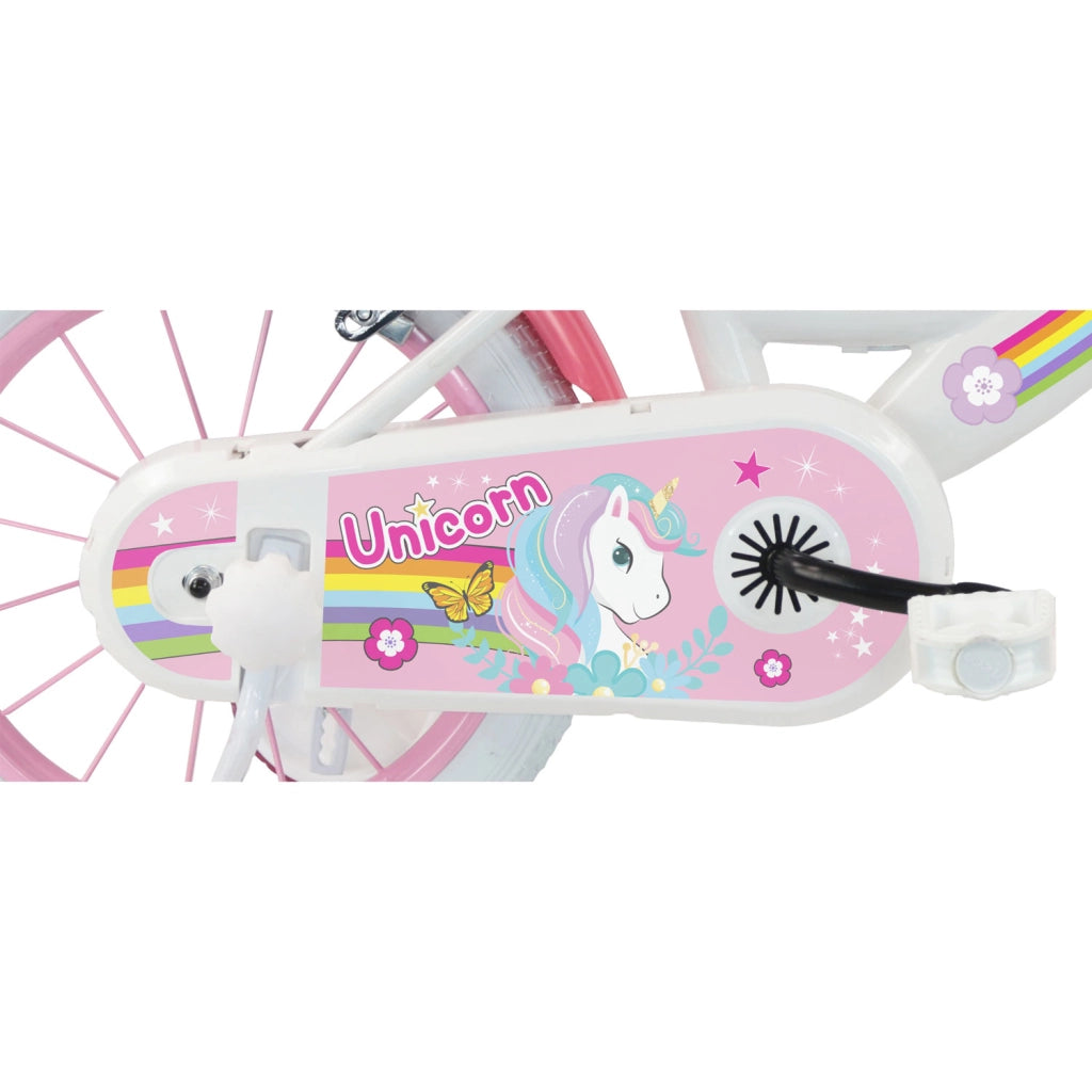 Bicicletta per Bambine 16" Unicorn Freni Caliper e Stabilizzatori in Acciaio Hi-Ten Rosa