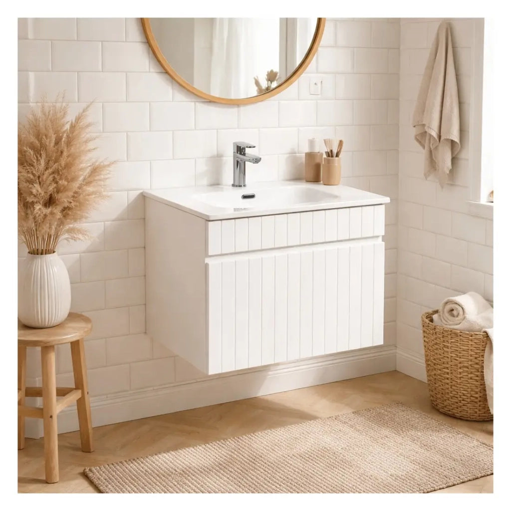 Insieme ICON bianco: mobile sottolavabo 80cm + lavabo incassato in ceramica