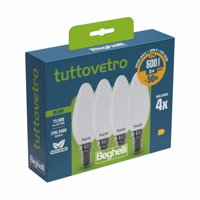 Beghelli Tuttovetro Lampadina a risparmio energetico Bianco caldo 3000 K 5 W E14 E