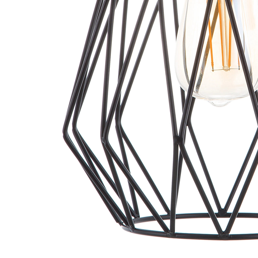 Lampada a 1 Luce con Paralume in Filo Metallico Nero Traforato
