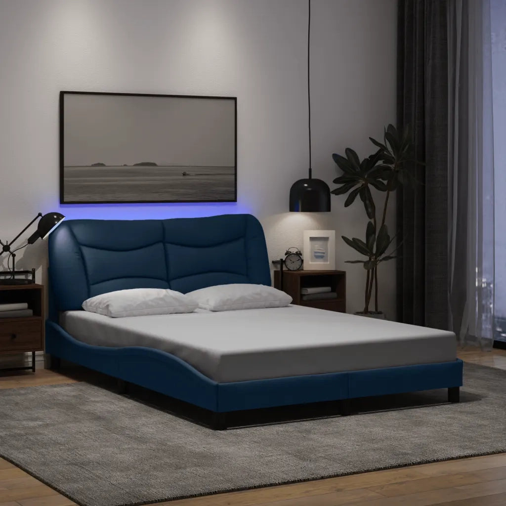 Giroletto con LED senza Materasso Hvar Blu 120x200 cm in Tessuto 3213696