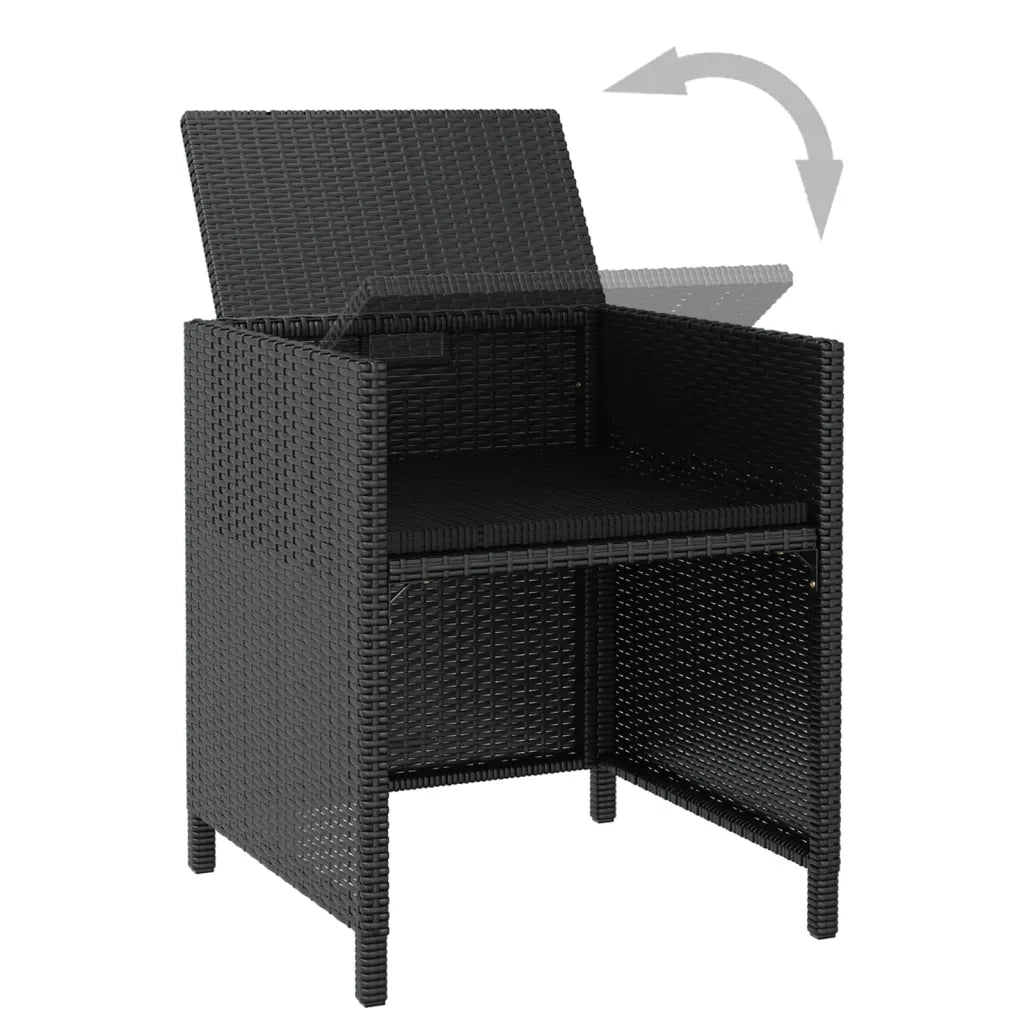 Set da Pranzo da Giardino 11 pz con Cuscini in Polyrattan Nero  cod mxl 57472