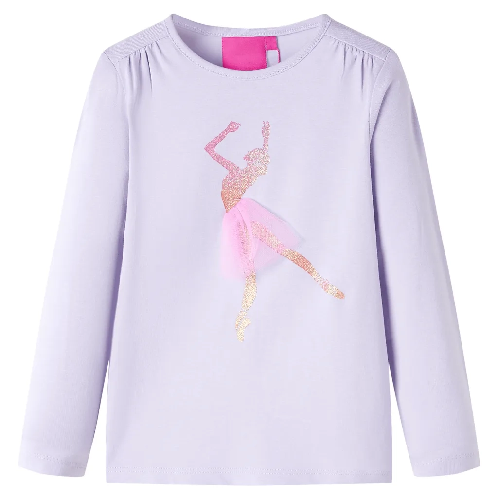 Maglietta da Bambina a Maniche Lunghe Lilla Chiaro 92cod mxl 84375