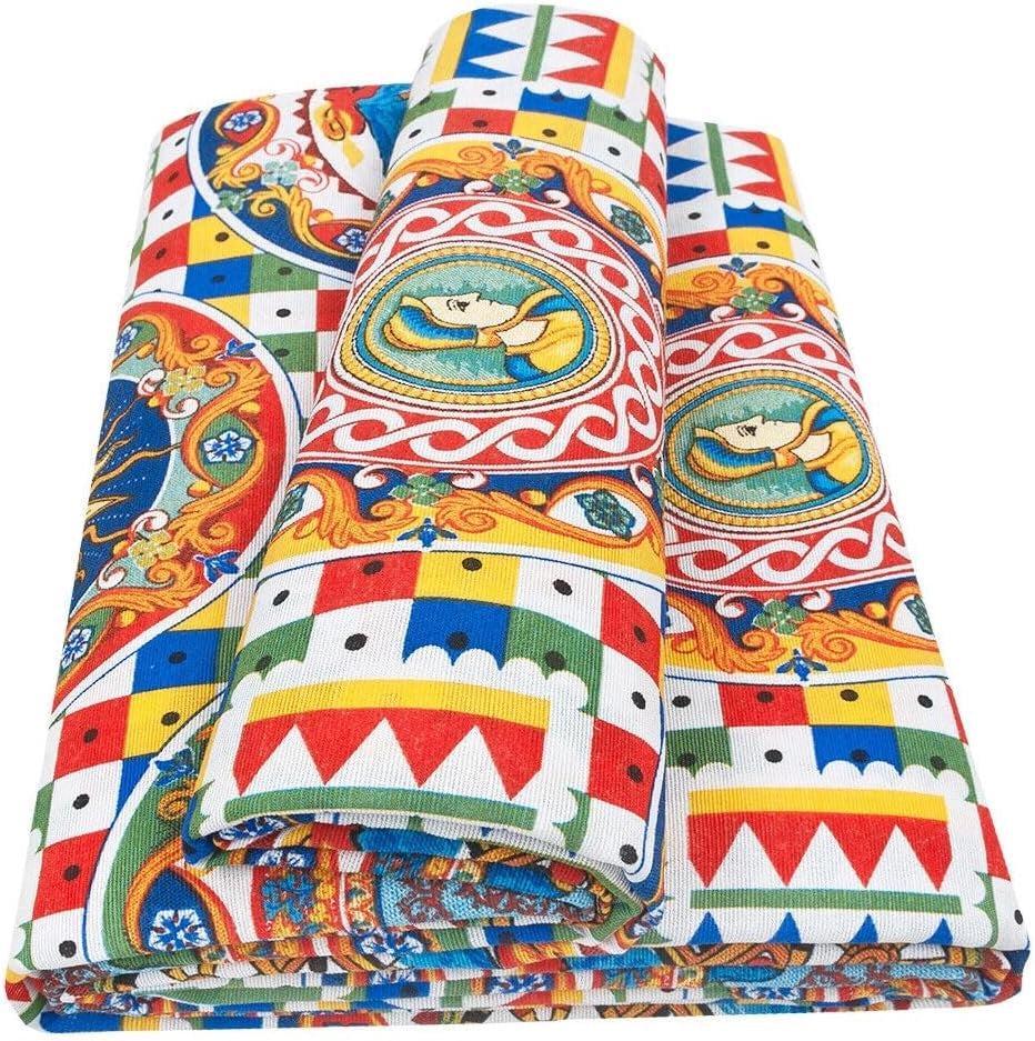 Telo Arredo Granfoulard 260X280 Cm Cotone Maiolica Vintage Copridivano Letto Multiuso