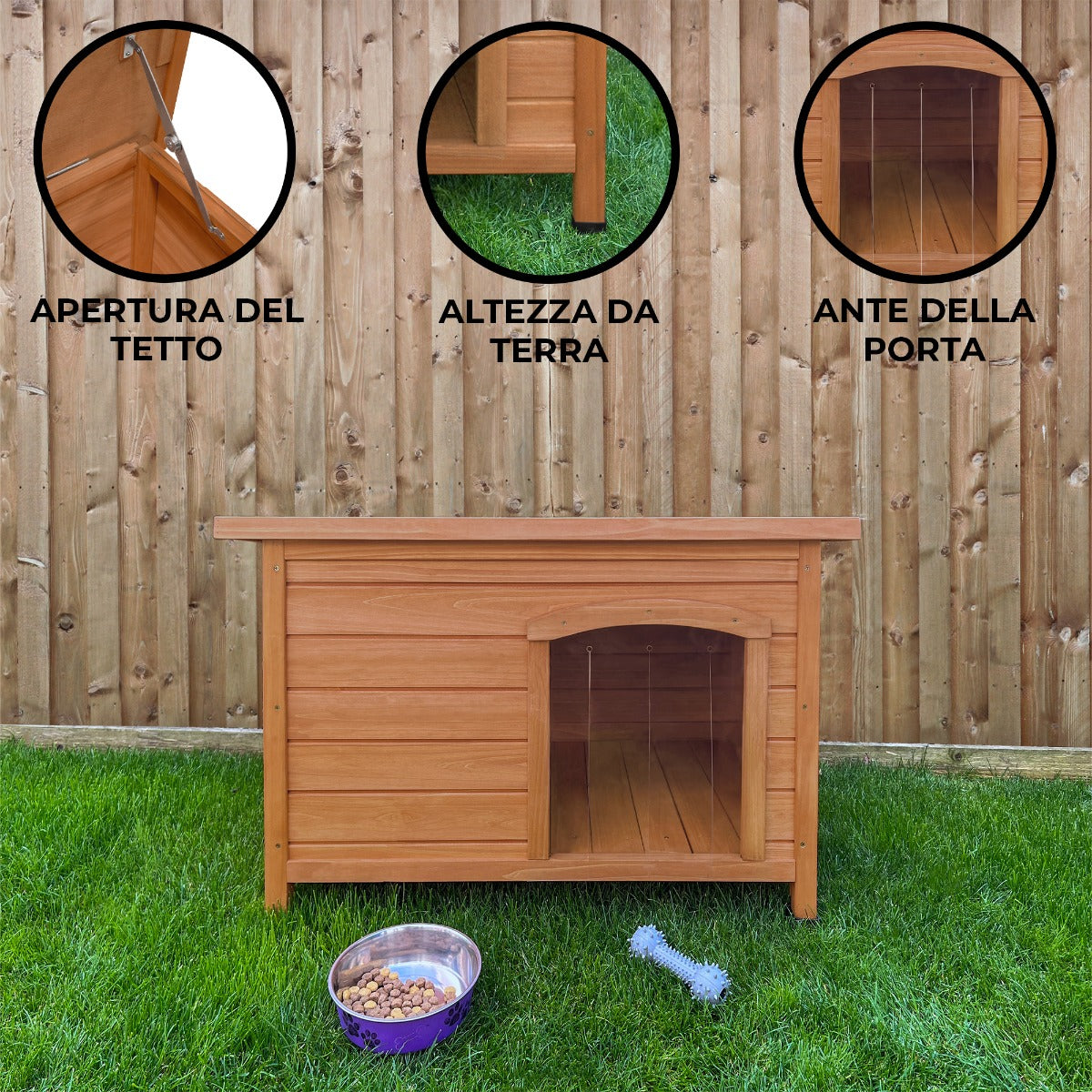 Cuccia per cani di piccola taglia in legno Con Tetto apribile a rialzata