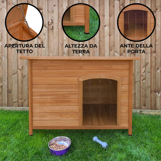 Cuccia per cani di grande taglia in legno Con Tetto apribile a rialzata