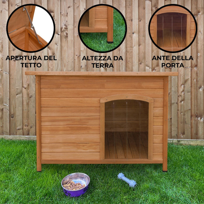 Cuccia per cani di grande taglia in legno Con Tetto apribile a rialzata
