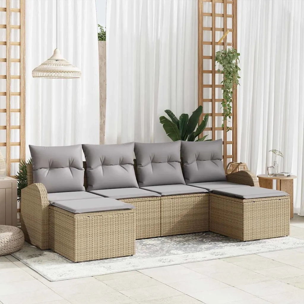 Set di divani 6 pcs Beige e grigio chiaro polyrattan 3354819
