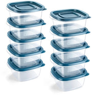 Set di contenitori in plastica rettangolari da 10 pezzi con coperchi. Scatole di conservazione alimentare, set di contenitori, conservazione alimentare, contenitori alimentari, contenitori alimentari in plastica (10 pezzi - 300 ml)