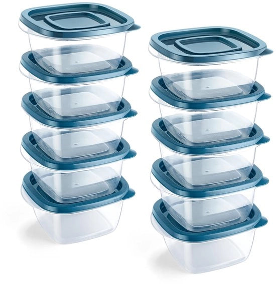 Set di contenitori in plastica rettangolari da 10 pezzi con coperchi. Scatole di conservazione alimentare, set di contenitori, conservazione alimentare, contenitori alimentari, contenitori alimentari in plastica (10 pezzi - 300 ml)