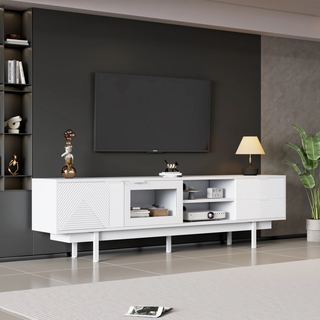 Cassettiera per TV bianca in truciolare lunghezza 200 cm