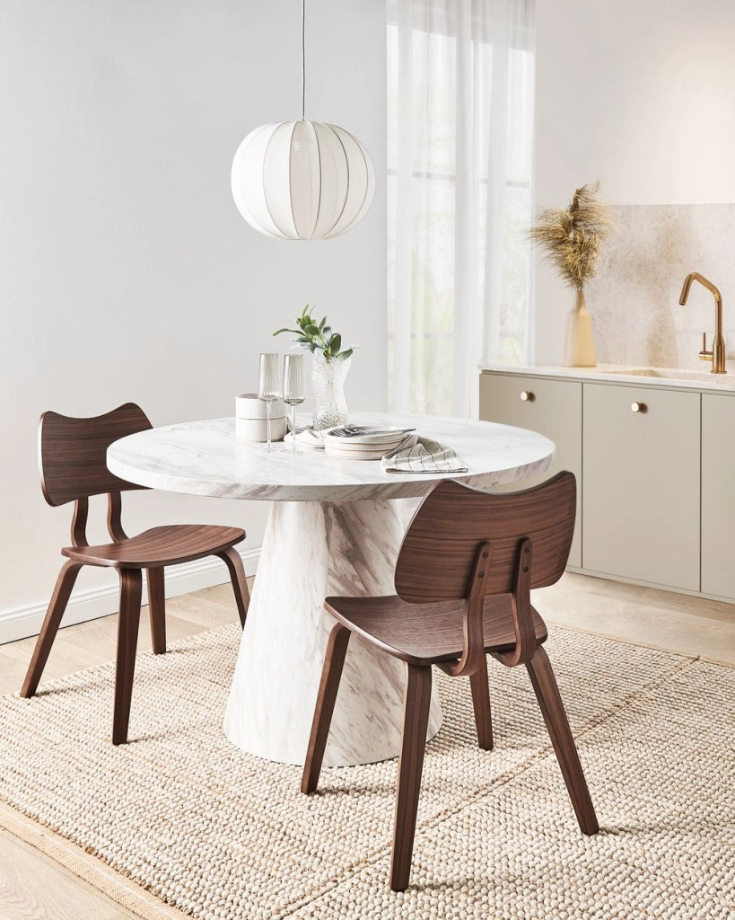 Set di 2 sedie da pranzo con struttura in legno di gomma marrone Mobili da cucina per la sala da pranzo in stile retrò